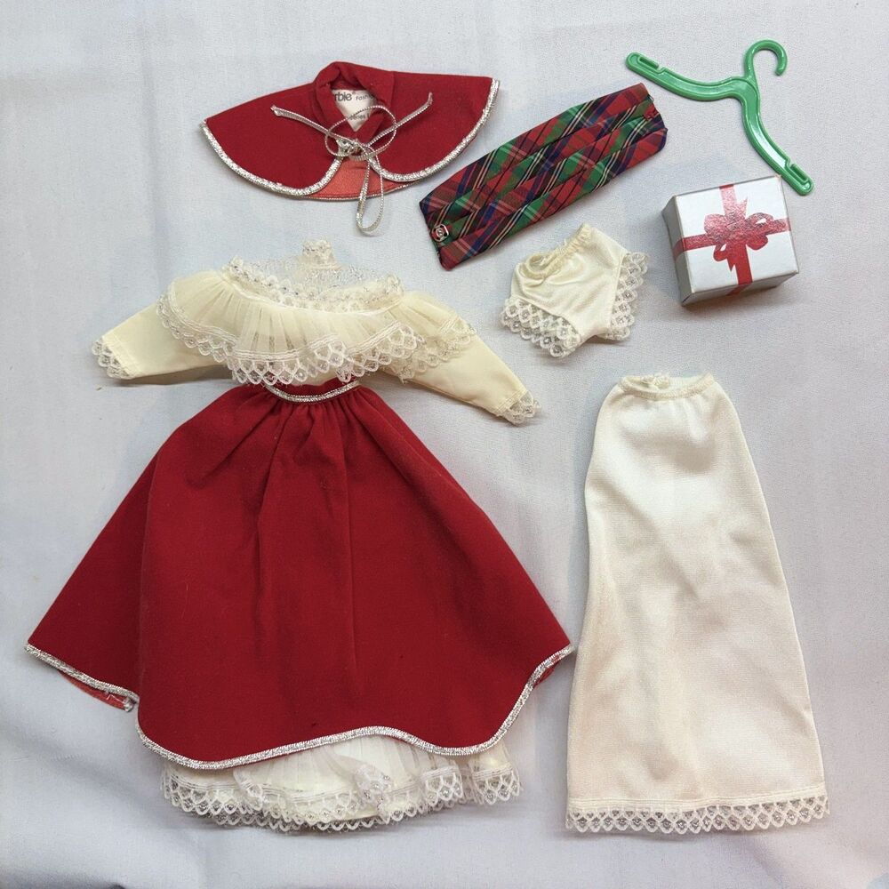 Vtg 1982 Barbie Heavenly Holidays Outfit #4277 Christmas Dress Cape Gift Box 7pc